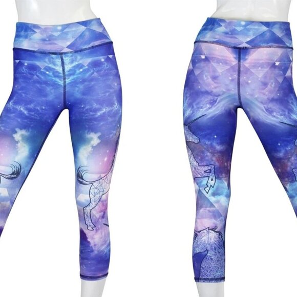 Evolution and Creation Active Leggings Crops Unicorn Bliss Fitness Yoga Size L - Picture 1 of 5
